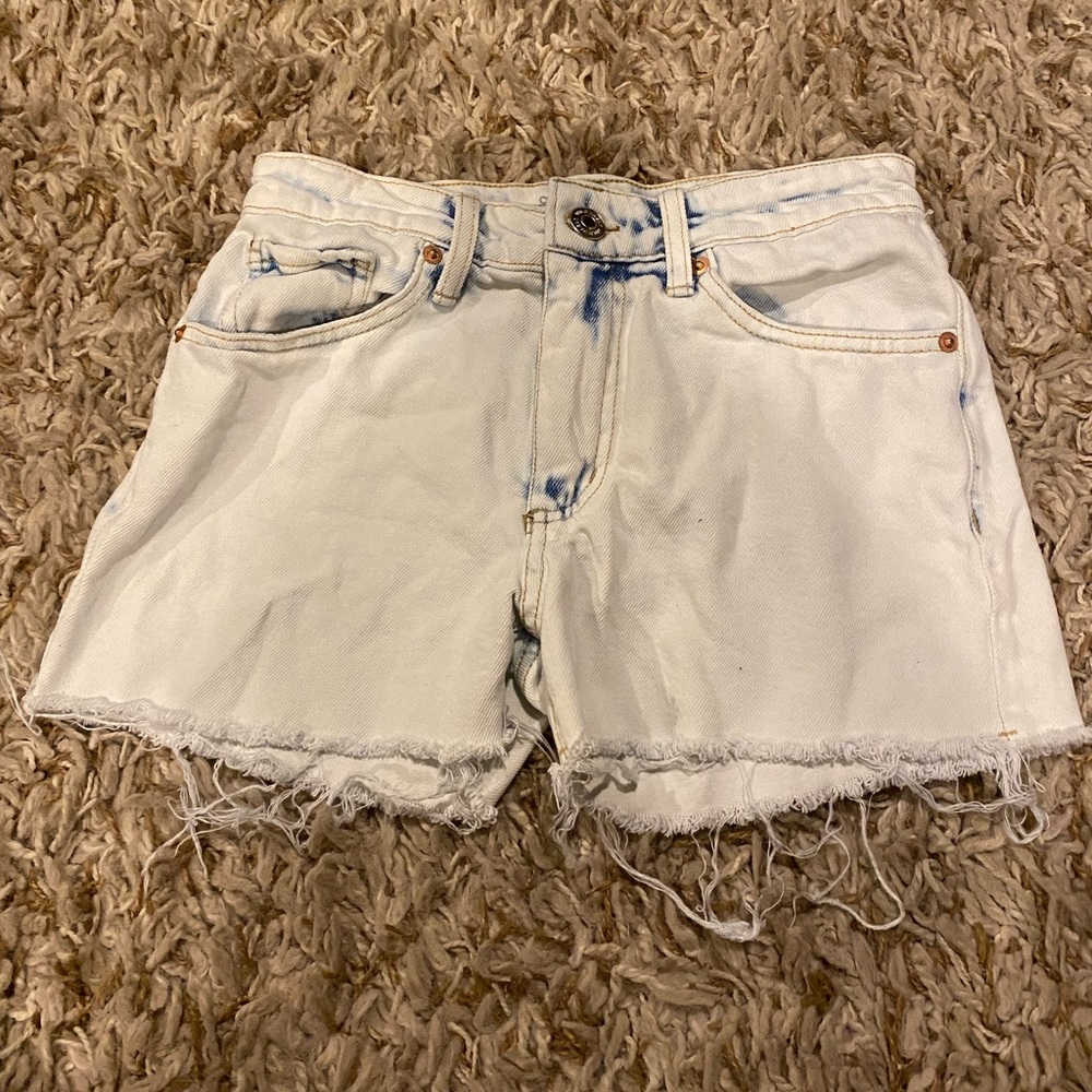 Women's Acid Washed White Denim Jean Shorts